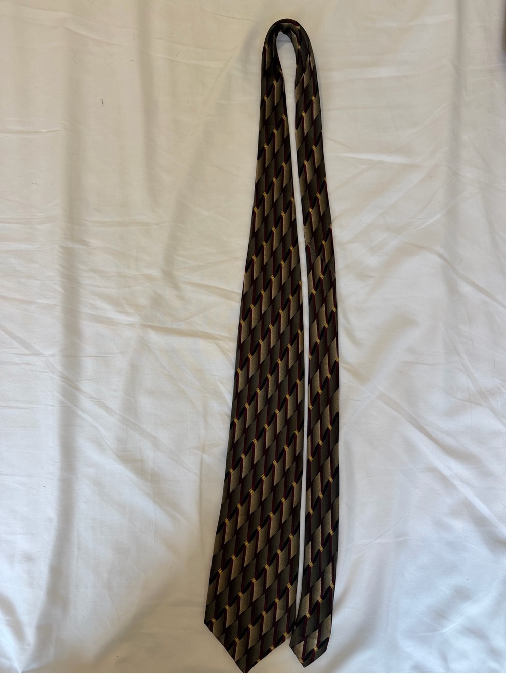 Men's Brown Diagonal Check Silk Tie - Classic Office & Event Accessory